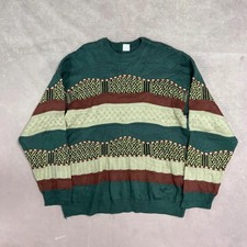 Vintage Knitted Jumper Abstract Patterned Knit Sweater Men's M