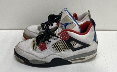 Nike Air Jordan 4 Retro What The White Cement Fire Red Sneakers Men's Size 12
