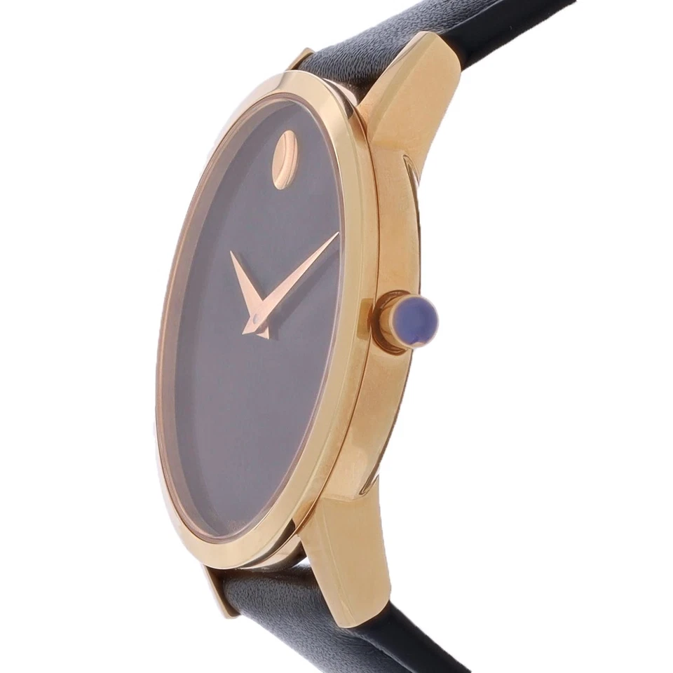 Reloj de cuarzo Movado Museum para mujer esfera negra oro rosa PVD acero inoxidable 0607585 Foto 2 de 4