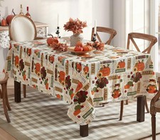 Fall Hayride Happy Scarecrow Vinyl Tablecloth with Flannel Backing, 52 x 52...