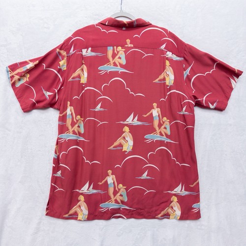 Ralph Lauren Polo Camp Shirt L Surfing Beach Scene Viscose Vintage Rare Hawaiian - Picture 4 of 4