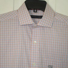 Tommy Hilfiger Mens L/S Blue Orange Cotton Spread Dress Shirt NWT - 15/32-33
