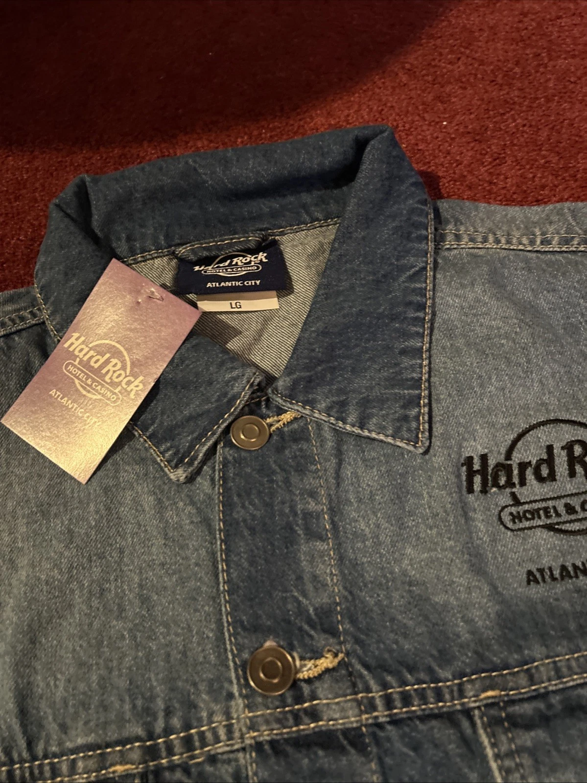 HARD ROCK CASINO Atlantic City Denim Jean Jacket BRAND NEW WITH TAGS SZ LARGE image 5