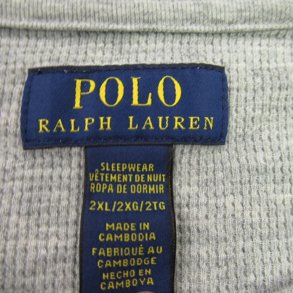 Camisa polo masculina Ralph Lauren manga comprida 2XL gola redonda casual roupa de dormir cinza - Imagem 4 de 4