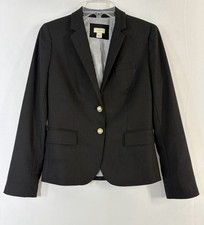 J. Crew Schoolboy Blazer Black Gold Buttons Women's Jacket Sz 2 Preppy Corpcore