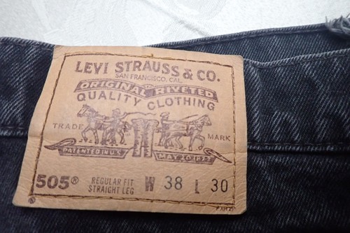 3 Vintage Black / Blue Levis 505 Orange Tab Regular Fit Straight Leg Jeans 38x30 - Picture 11 of 24