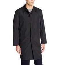 Perry Ellis Men's Poly Bonded Raincoat With Zip Out Liner Black Size 42L