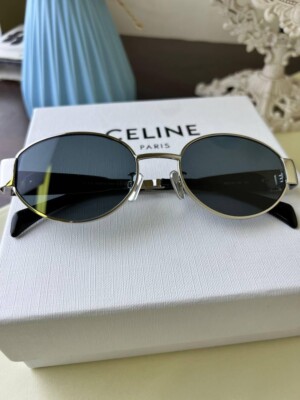 Celine Triomphe sunglasses in silver metal frame with dark