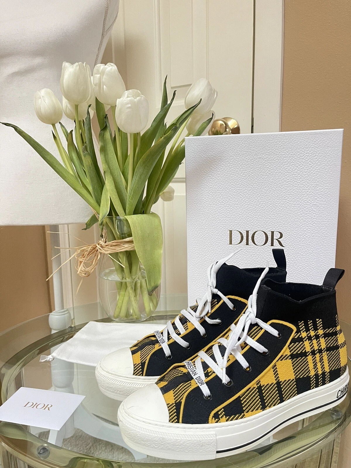 Baskets authentiques en tricot Christian Dior Check Dior taille 40,5 détail