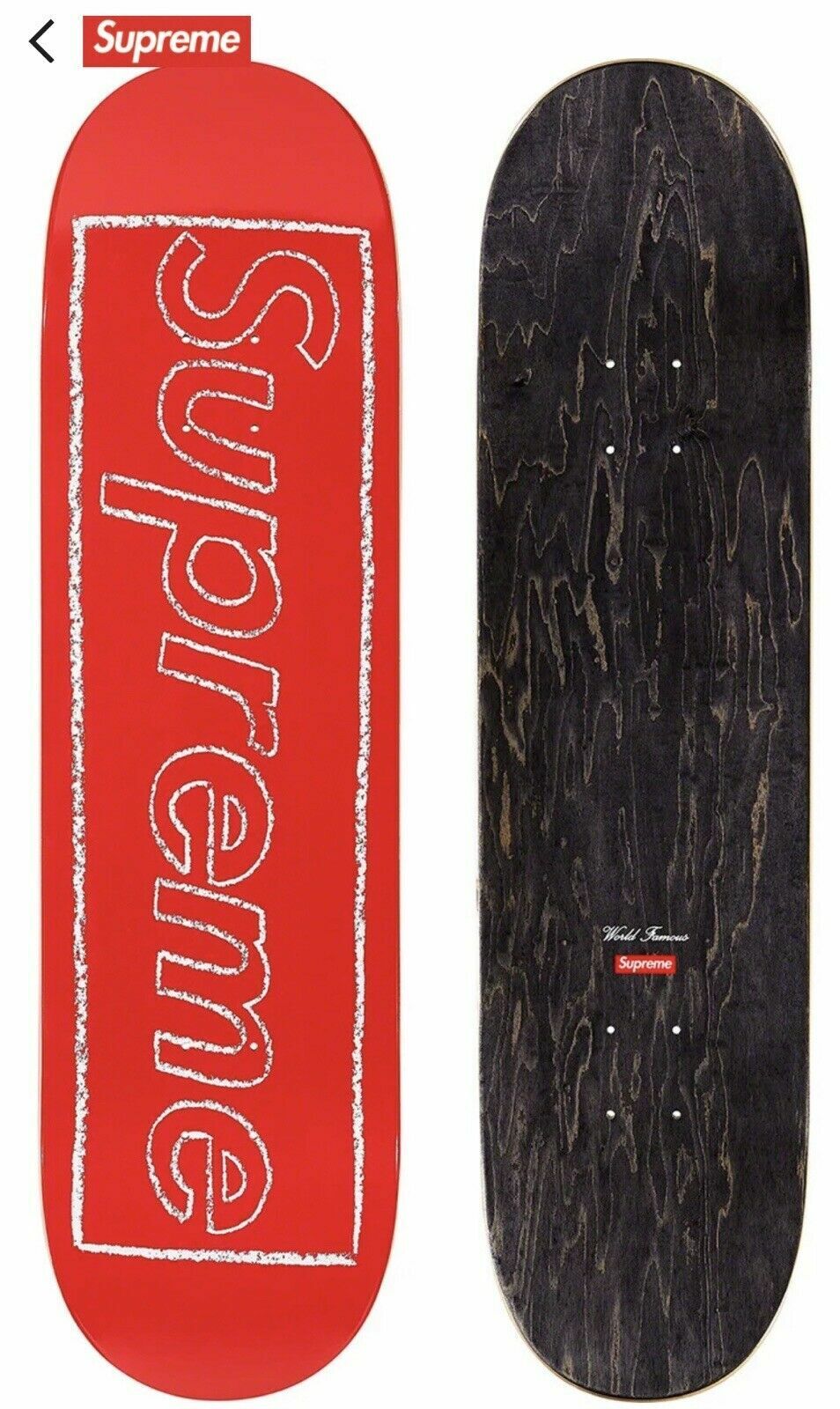 Supreme Kaws Skateboard Deck Red Chalk 2021 8.625 X 32.25 8 5/8