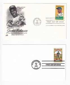Jackie Robinson 1982 FDC, Cooperstown NY + 2008 Take Me Out to the Ballgame FDC