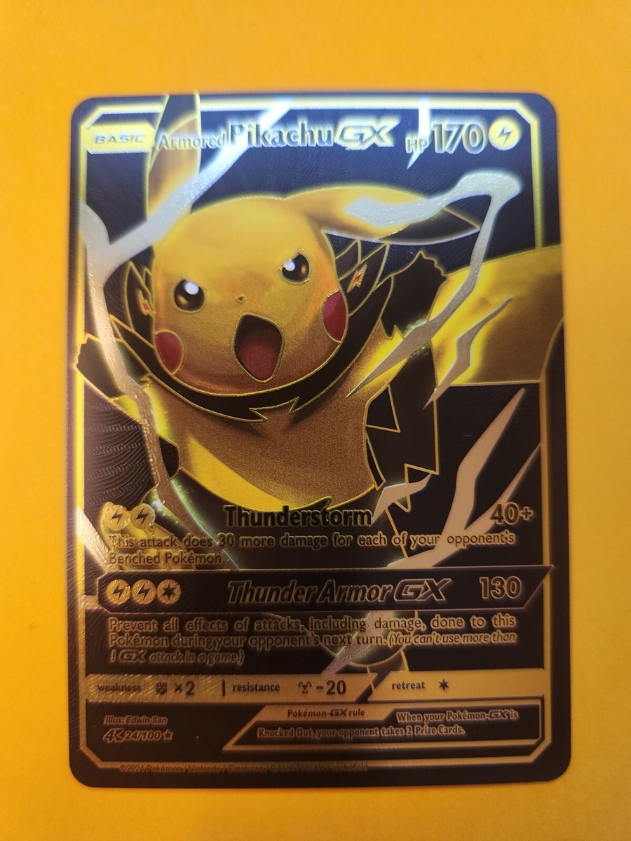 Armored Pikachu GX Black Foil Pokemon Fan Art  Thunder Armor 170HP