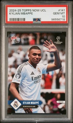 Graded 2024 Topps Now UCL Kylian Mbappe #141 Soccer Card PSA 10 