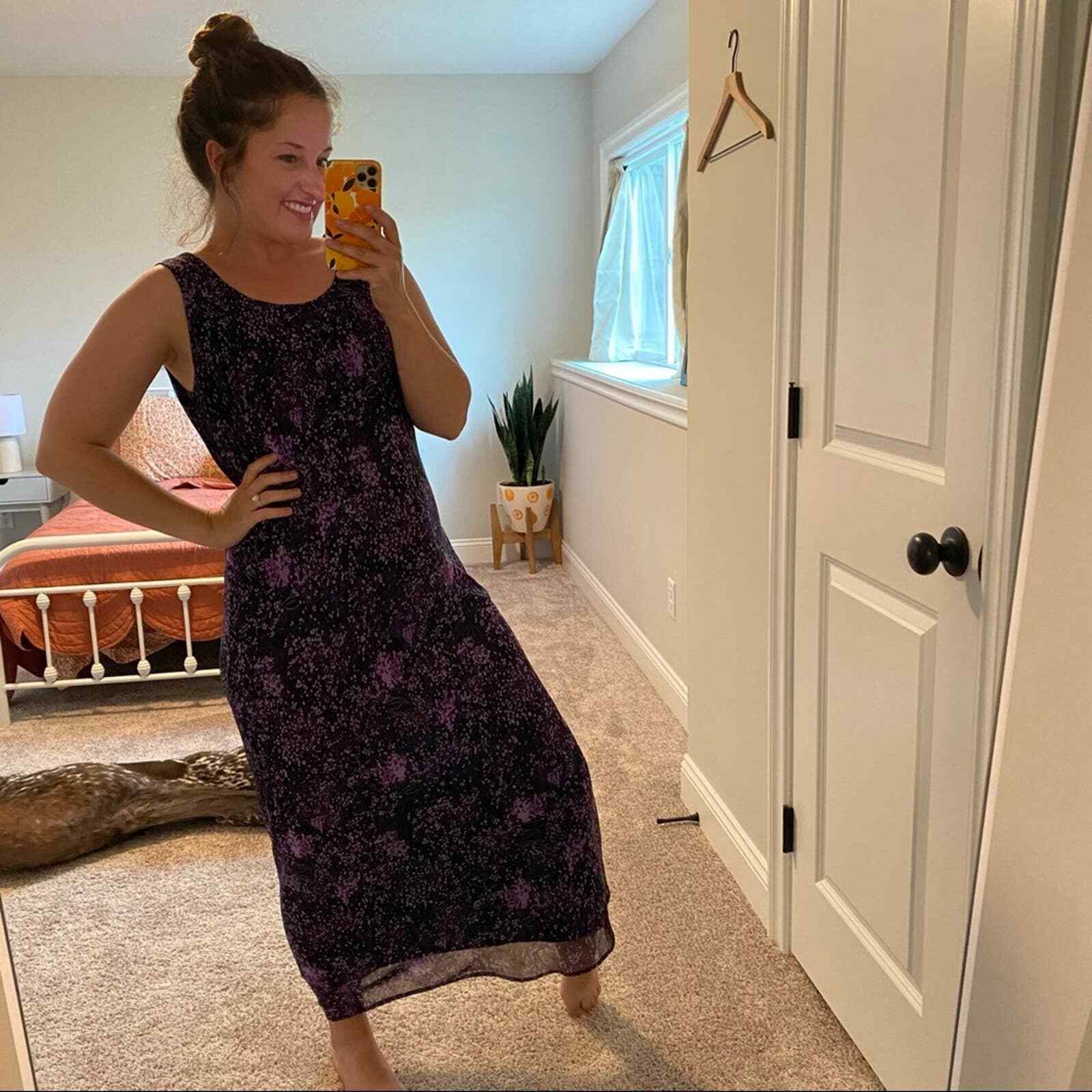 Vintage 90s K Studio Purple Floral Maxi 