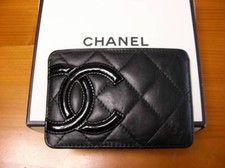 CHANEL Cambonline Black Black Card Pass Case Lambskin