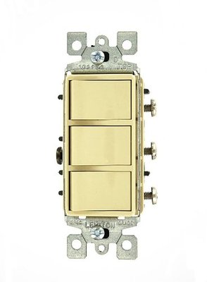 LEVITON DECORA COMBINATION THREE ROCKER SWITCH 1755-IV