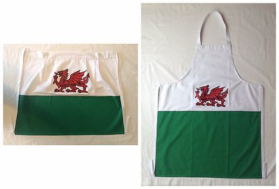 NEU ERWACHSENE KINDER WALES DRACHE WALISISCHE NATIONALFLAGGE VOLLE HALBE KOCHSCHÜRZE