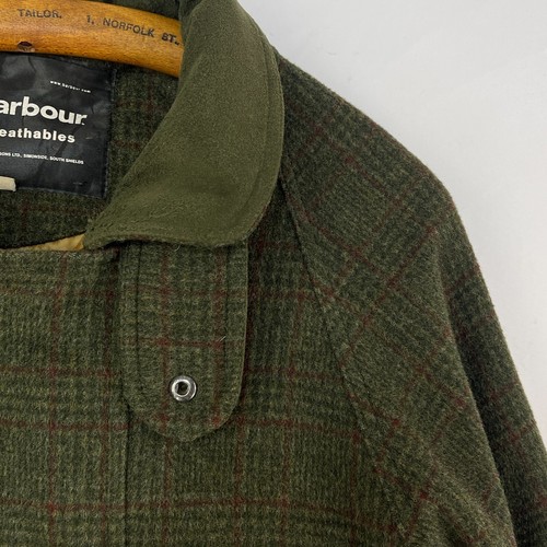 Barbour Loden Tweed Coat Mens Large Green Check Shooting Hunting Field Jacket - Picture 10 of 23