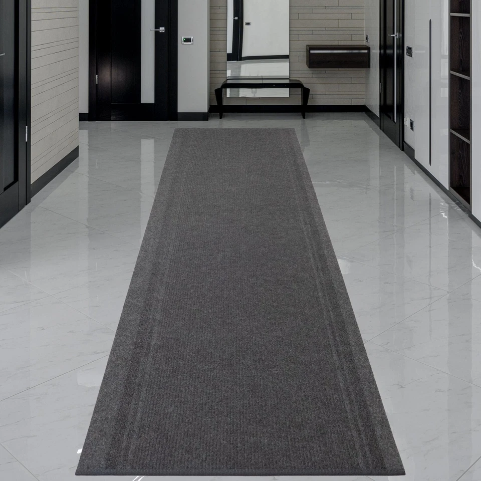 Anti Slip Light Weight Low Profile Gray Rug Runner Hallway Office Outdoor - Image 4 of 4