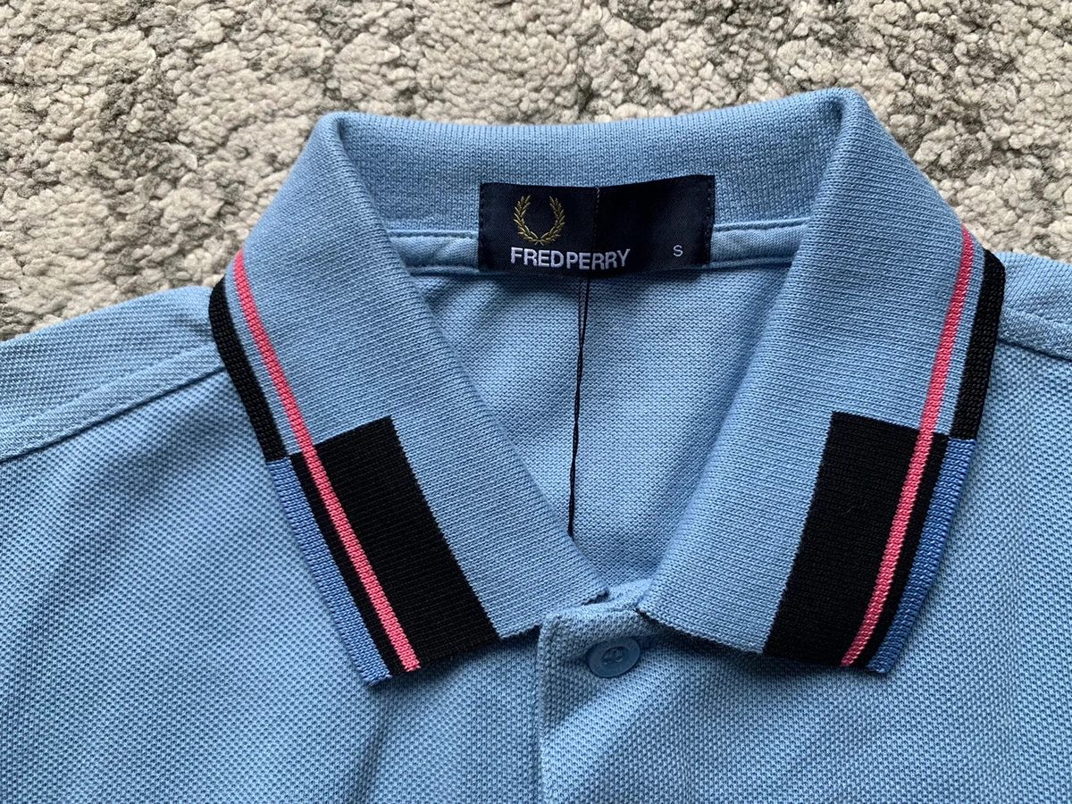 fred perry m6505 men sky blue men with abstract collar size S eBay