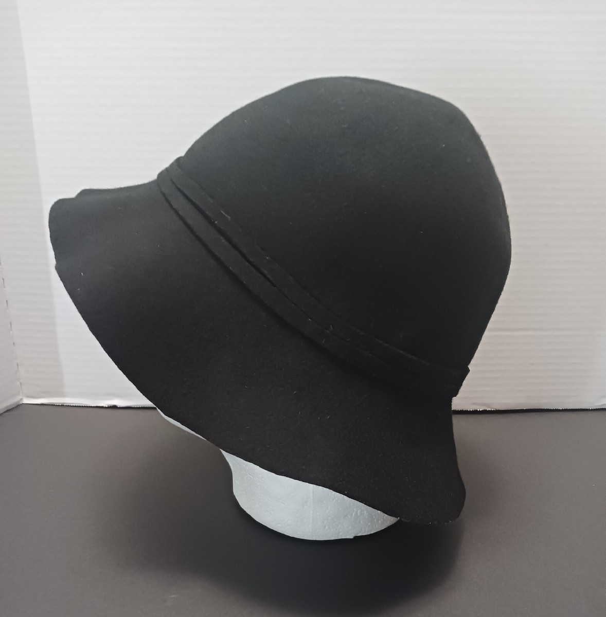 Vintage Nordstrom Womens Italy Black Wool Floppy Brim Tassel 