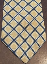 Perry Ellis Portfolio Gold Blue 100% Silk Men’s Neck Tie Made In USA