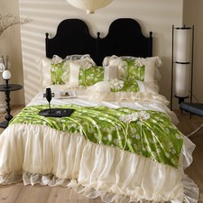 3D Bedding Set 4pcs Pure Cotton Flat Sheet / Bedskirt Duvet Cover 2 Pillowcases