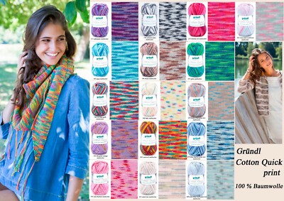 ''Gründl Cotton Quick print'' 50g Knäuel 100 % Baumwolle in vielen Printfarben