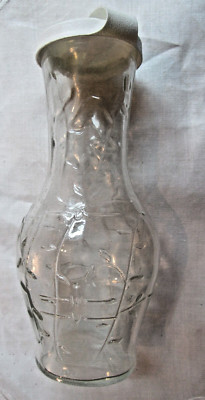 GOOD SEASONS Vine Design Salad Dressing GLASS Cruet Bottle White LID Vintage