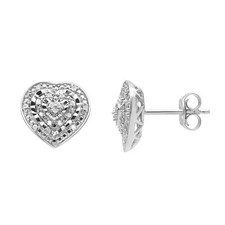 0.10 Ct Heart Stud Earrings in Sterling Silver with Push Back