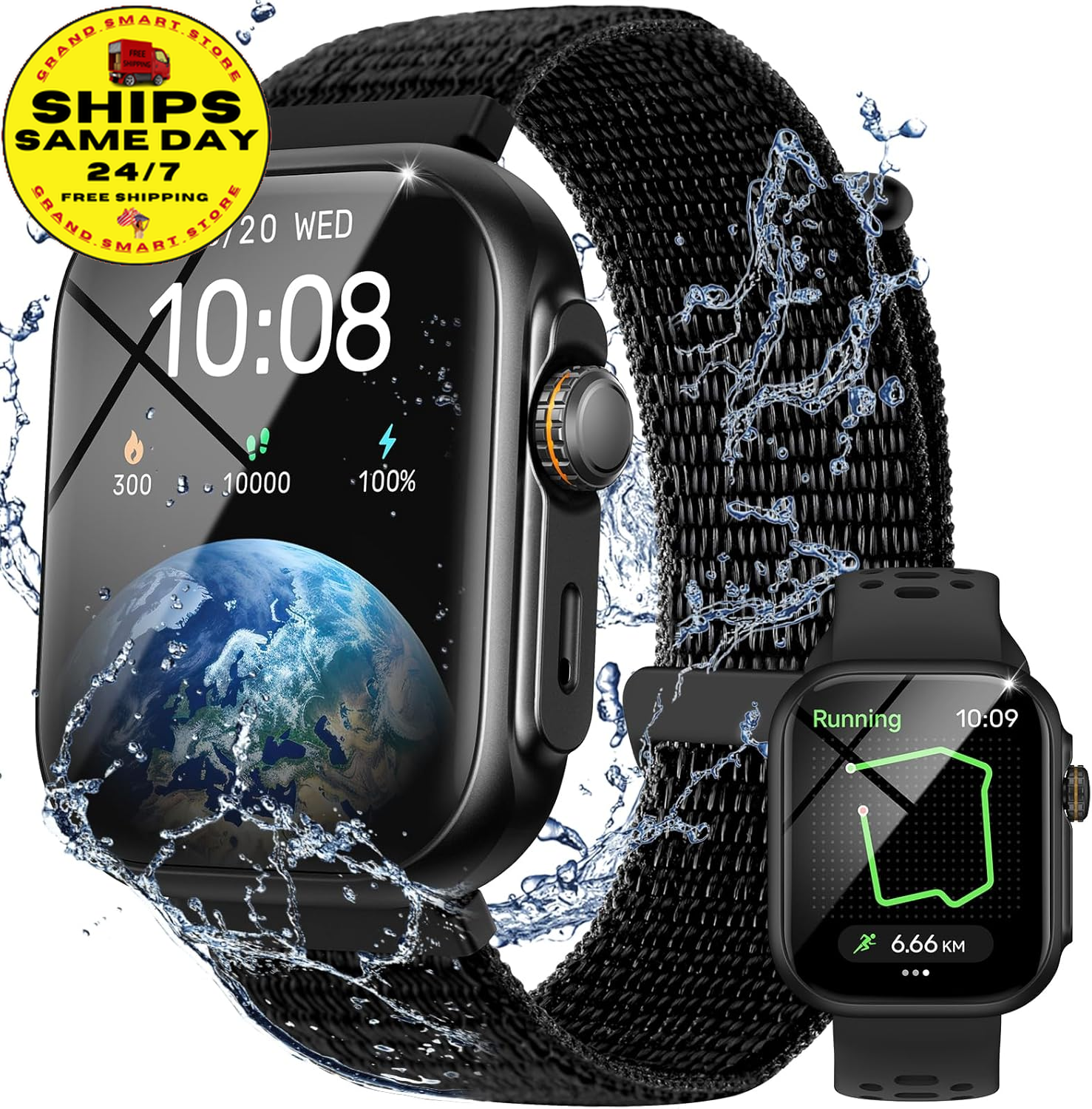 Smart Watch for Men Women, Built-In GPS and Bluetooth Calls, 30M Waterproof Fitn