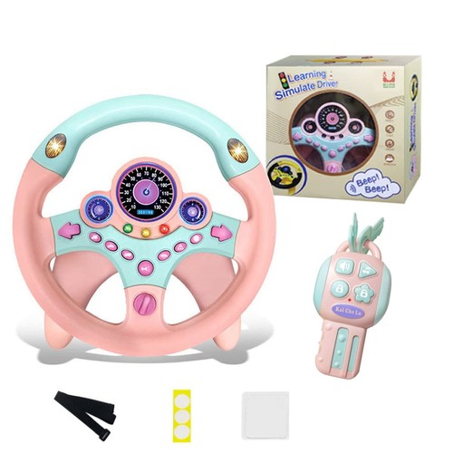 Steering Wheel Toy with Lights Music, Simulated Driving for Toddlers Pretend ...