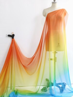1 Yard Thin 30D Ombre Chiffon Fabric Soft Dancing Scarf Gauze Material Gradient
