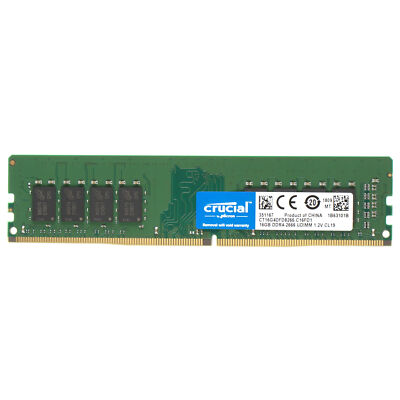 Crucial 16GB 2666MHz DDR4 UDIMM RAM PC4-21300 Desktop Memory 2Rx8