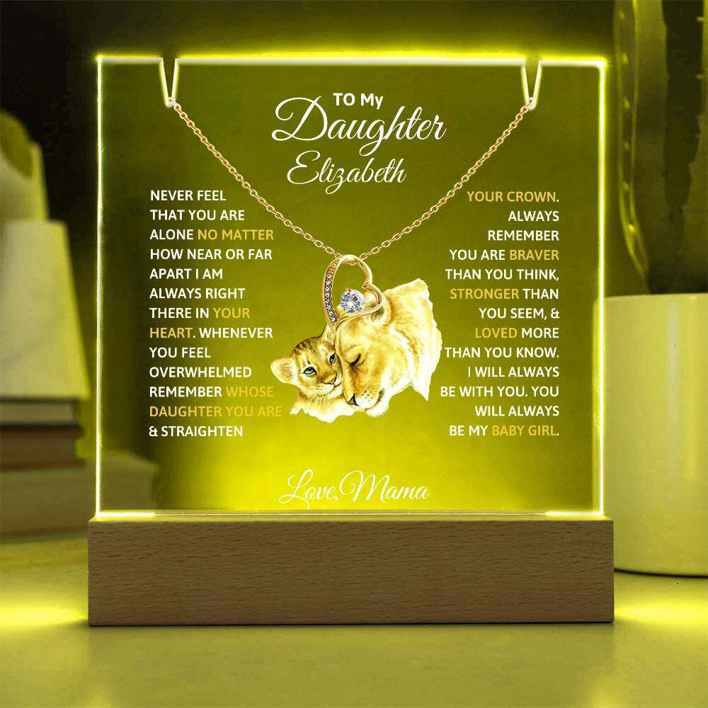 Daughter from Mom LED Acrylic Heart Necklace Plaque Gift Set | eBay