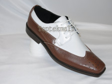 Handmade Men's LEATHER Two Tone DARK BROWN White FORMAL Oxfords SHOES-168