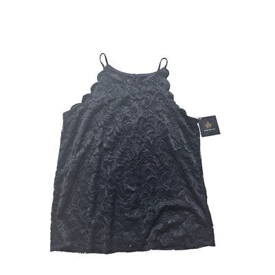 Fortune + Ivy Lace Tank Top Scalloped Halter Sleeveless Black Size M