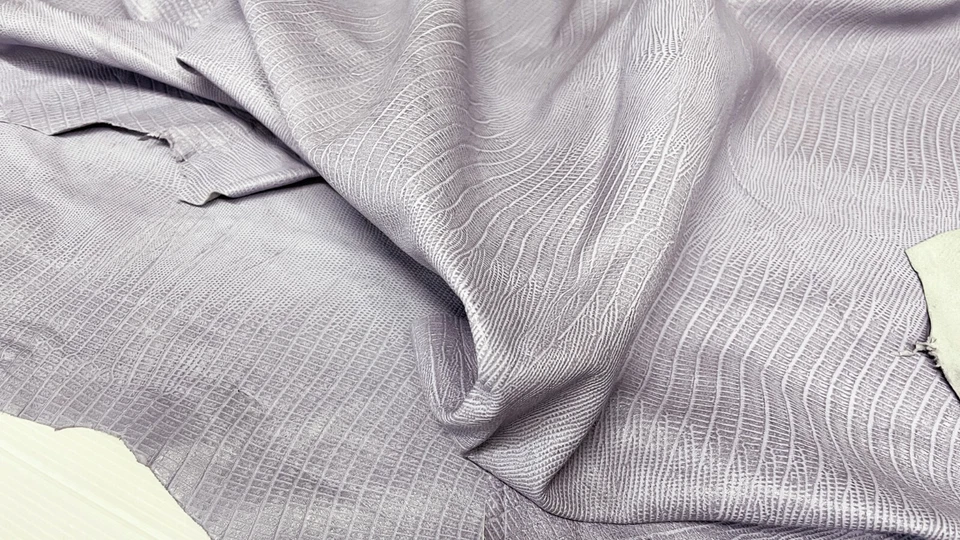 TEJUS REPTILE LILAC texture Italian Lambskin leather 2 skins 14sqf 0.8mm #A7251 - Image 4 of 4