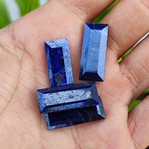 Natural 71.60 Ct Certified Sapphire Loose Gemstones Drilled Lot 4 Pieces 25mm - Picture 5 of 5