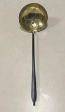 Antique Hand-Wrought Iron Brass Ladle Skimmer Kettle Cooking Hearth Utensil 17”