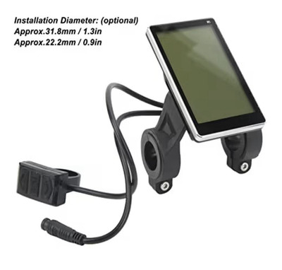 M5 E-Bike LCD Display Screen w/ Handlebar Mount, Keypad & Wiring Connector