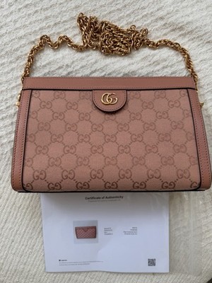 Beautiful Gucci Ophidia Double G Logo Cross Shoulder Bag Pink COA Used Twice!