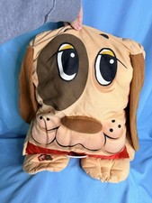 Pound Puppies pillow Plush Stuffed Dog Tan Brown w/ Red Heart PP Logo
