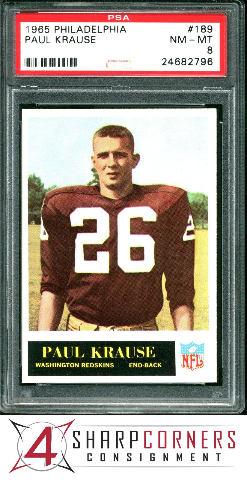1965 PHILADELPHIA #189 PAUL KRAUSE RC HOF PSA 8