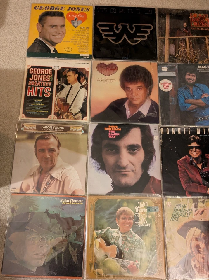 CLASSIC COUNTRY VINYL LP RECORDS LOT:  WAYLON, JOHN DENVER, GEORGE JONES...... - Image 2 of 4