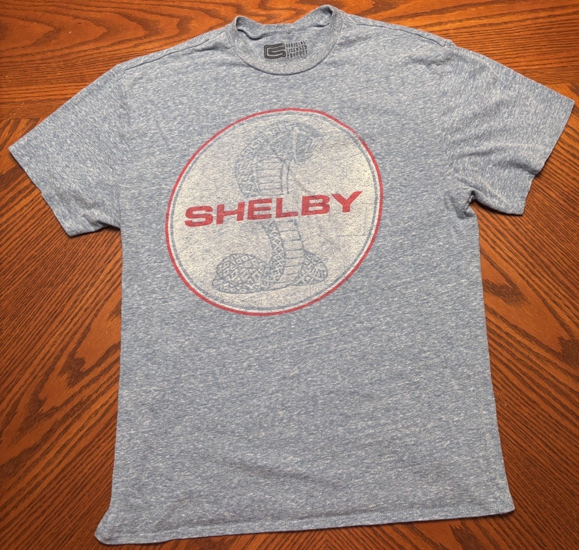 Shelby Cobra Men’s Large Blue Licensed T Shirt Ford Cobra Mustang Racing Retro