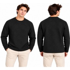 NWT GUESS Men's S Quattro G Logo Crew Neck Knit Sweatshirt Black Polyester Blend
