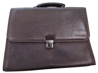 Kenneth Cole Leather Briefcase Brown with Lock Closure Z#9002