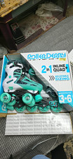 Roller Derby 2 in 1 Inline Quad Adjustable Girls Youth Skates Size 3-6