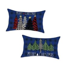 Christmas Pillow Covers 12x20 Inch Set of 2 20" x 12" Pack of 2 Dark Blue